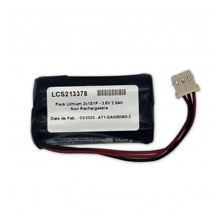 Pack Lithium Saft LS14500 - AA - 1S2P - 3,6V 5,2Ah - T1 + connecteur