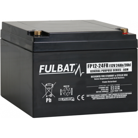 Batterie FP12-24 FR FULBAT Plomb Standard - 12V - 24Ah - UL94.FR