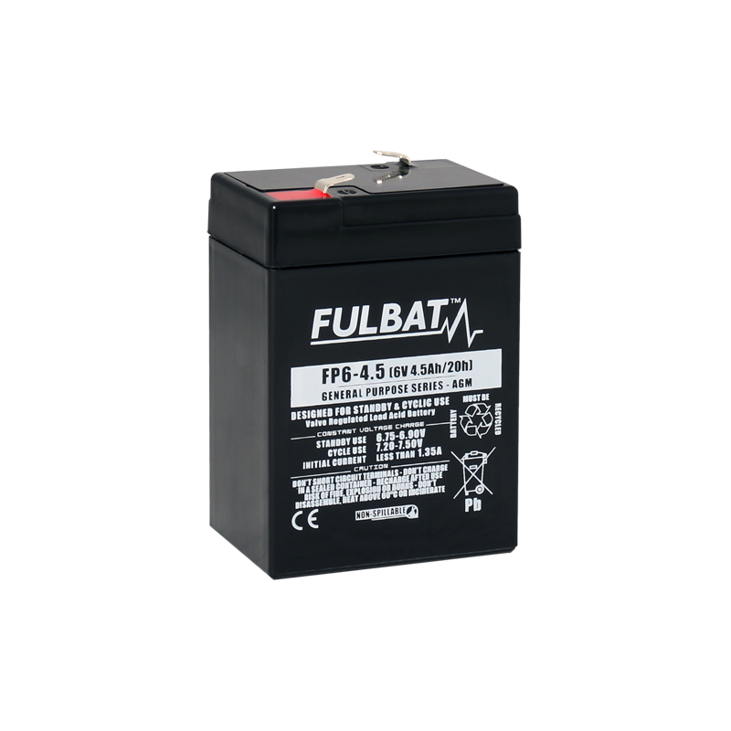 Batterie FULBAT FP6-4.5 - Plomb Standard - 6V - 4.Ah - UL94.FR